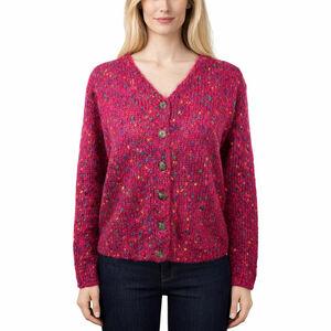 Vintage Savannah Sweater Button Cardigan Mohair V-neck Pink Marl 80s Art Size L